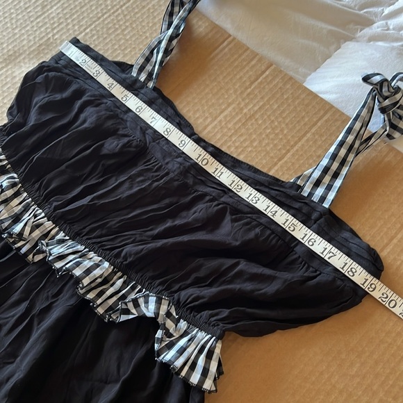 Petal & Pup Chantry Check Ruffle tie strap maxi dress, black & white, sz L, NWT - Picture 6 of 9